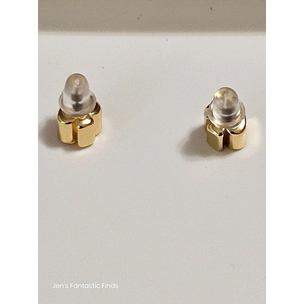 Kate Spade Wild Garden Gold Flower & Pearl Stud Earrings With‎ Crystal Accents